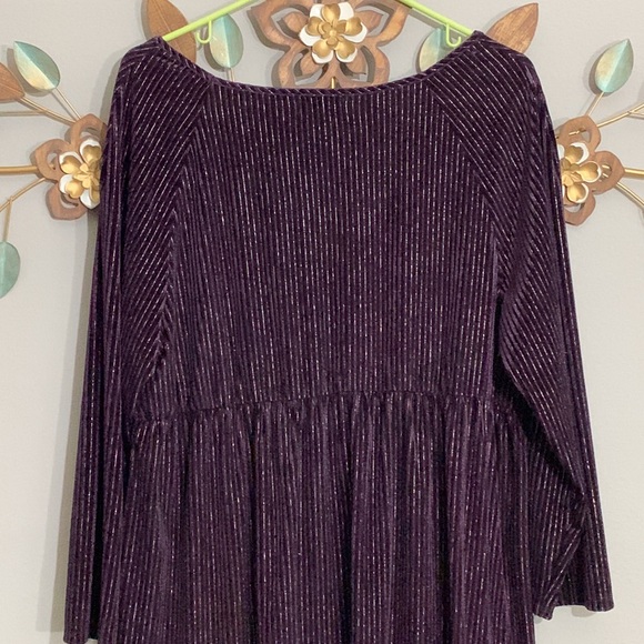 Tacera Purple V Neck Elastic Waistline Dress Size 1X - Picture 6 of 8